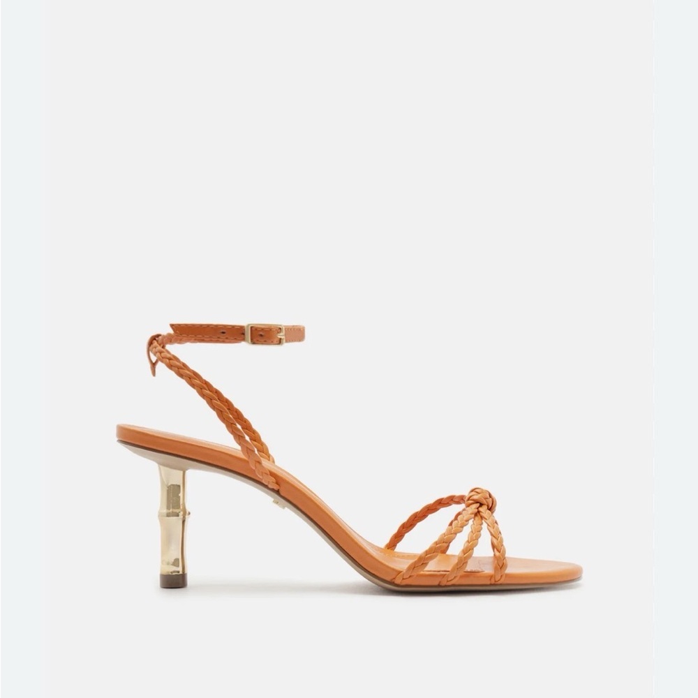 Arezzo Braided Strap Mid Heel Sandals in Tan - Picture 5 of 5